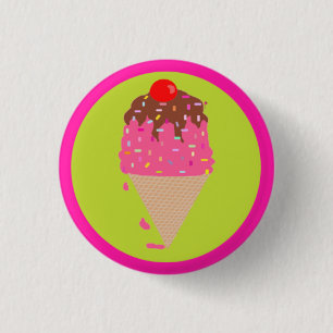 Bóton Redondo 2.54cm Botão Cone Icecream