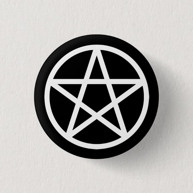Bóton Redondo 2.54cm Botão contínuo preto branco do Pentacle (Frente)