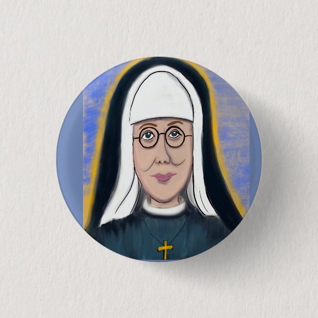 Bóton Redondo 2.54cm Botão cor-de-rosa abençoado de Marie (Frente)