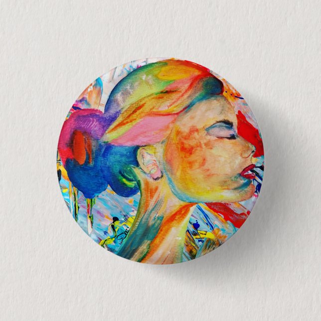Bóton Redondo 2.54cm Botão Cor Meu Mundo (Frente)