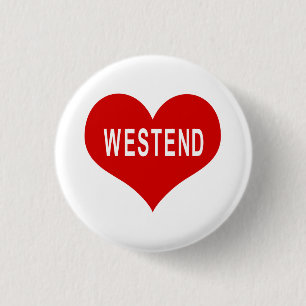Bóton Redondo 2.54cm Botão Coração de Amor Vermelho WESTEND
