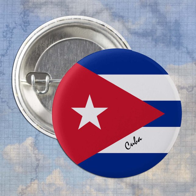 Bóton Redondo 2.54cm Botão Cuba, moda patriótica de Bandeira Cubana (Criador carregado)