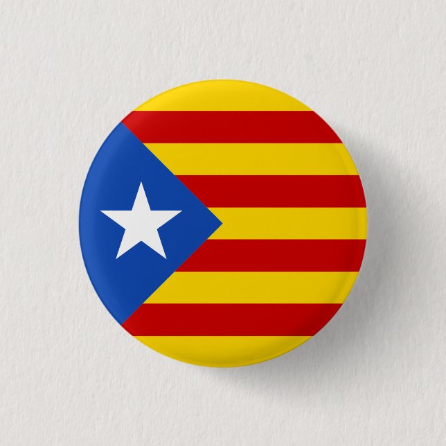 Bóton Redondo 2.54cm Botão da bandeira de Catalonia Estrellada (Frente)