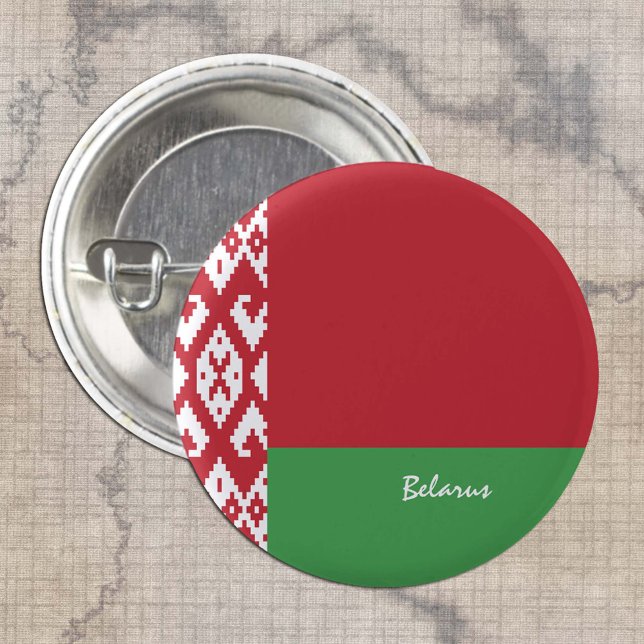 Bóton Redondo 2.54cm Botão da Bielorrússia, moda patriótica de bandeira (Criador carregado)