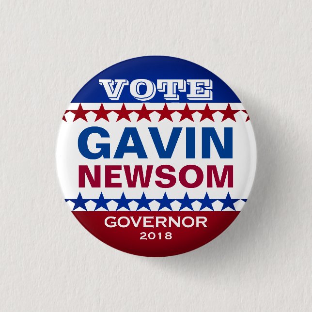Bóton Redondo 2.54cm Botão da campanha de Gavin Newsom (Frente)