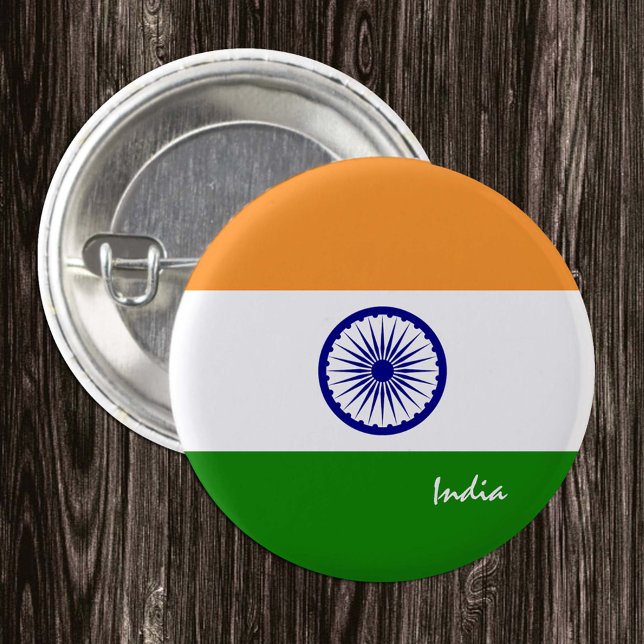 Bóton Redondo 2.54cm Botão da Índia, moda patriótica de bandeira indian (Criador carregado)