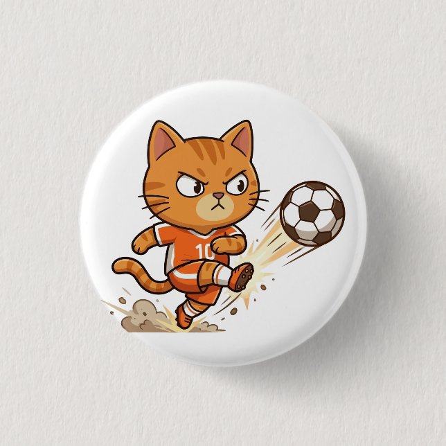 Bóton Redondo 2.54cm Botão de Ação do Gato de Futebol (Frente)