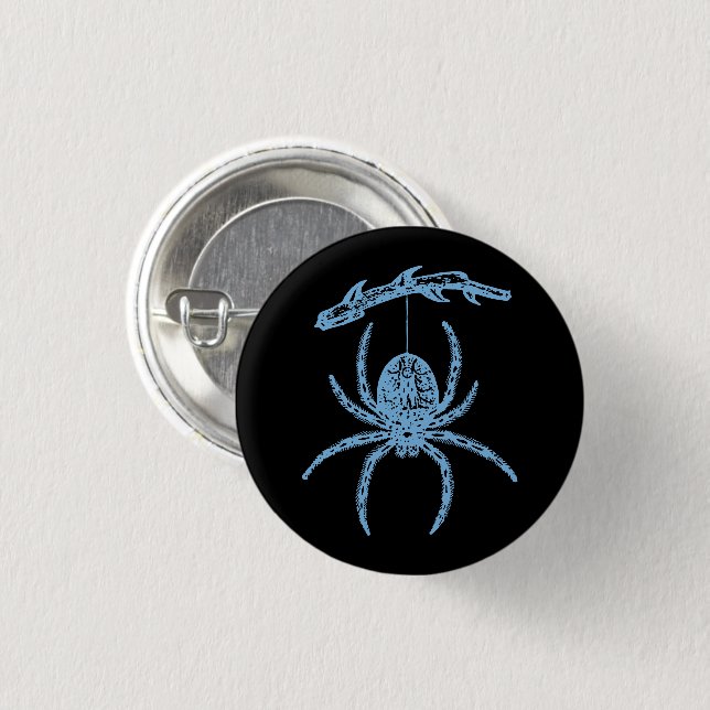Bóton Redondo 2.54cm Botão de Aranha Azul-Densidade (Frente & Verso)