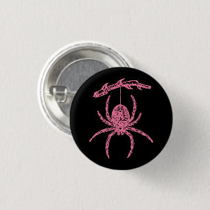 Bóton Redondo 2.54cm Botão de aranha rosa-branca