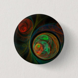 Bóton Redondo 2.54cm Botão de Arte Abstrato Verde de Renascimento (redo