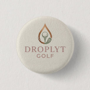 Bóton Redondo 2.54cm Botão de Assinatura Droplyt Golf (Logotipo Rosa)