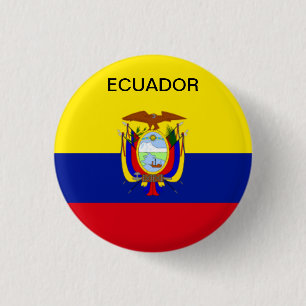 Bóton Redondo 2.54cm Botão de bandeira do Equador.