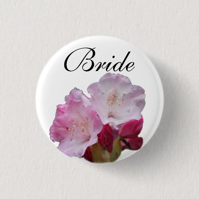 Bóton Redondo 2.54cm botão de casamento de flores rosas (Frente)
