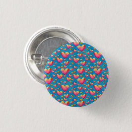 Bóton Redondo 2.54cm Botão de Corações em Aquarela Multicolorida