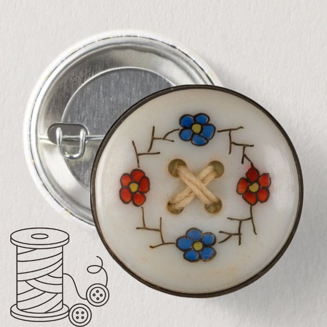 Bóton Redondo 2.54cm Botão de costura de vinheta branca (A cute vintage sewing button button. Choice of sizes available.)
