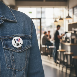 Bóton Redondo 2.54cm Botão de declaração "I ❤️ USA"