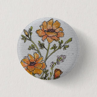 Bóton Redondo 2.54cm Botão de Design de Flor de Aquarela Amarela