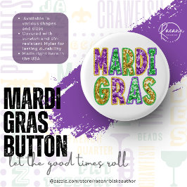 Bóton Redondo 2.54cm Botão de Design de Mardi Gras