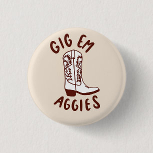 Bóton Redondo 2.54cm Botão de Dia de Jogo Texas A&M