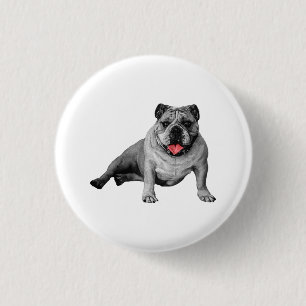 Bóton Redondo 2.54cm Botão de Distintivo de Bulldog Festivo