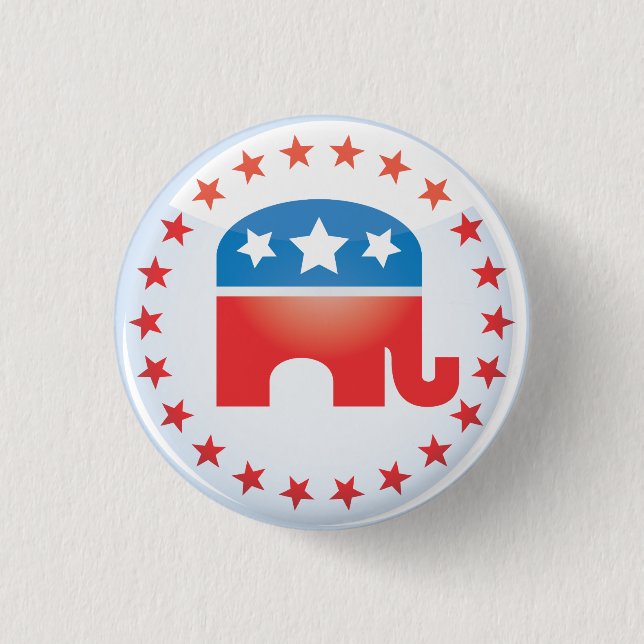 Bóton Redondo 2.54cm Botão de Elefante Republicano (Frente)