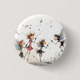 Bóton Redondo 2.54cm Botão de fada caprichosa, emblema, alfinete fofo