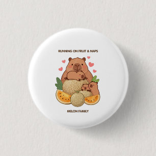 Bóton Redondo 2.54cm Botão de Família de Capivara Fofa