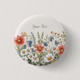 Bóton Redondo 2.54cm Botão de Flores Silvestres Coloridas