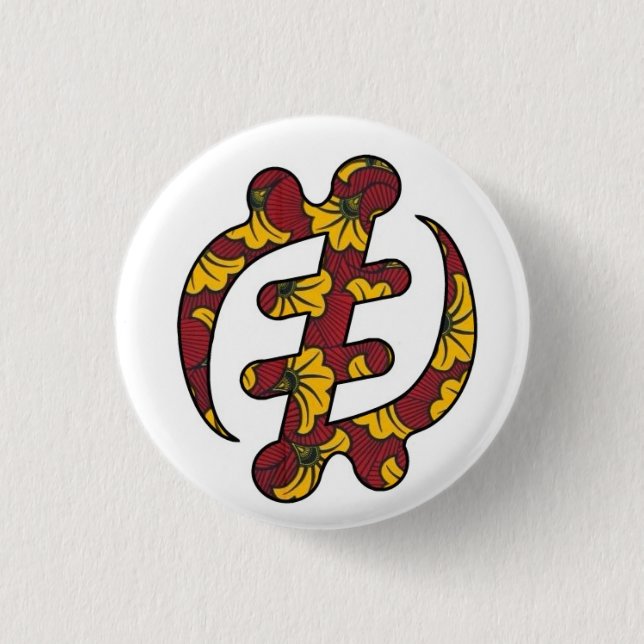 Bóton Redondo 2.54cm Botão de Gye Nyame (Frente)