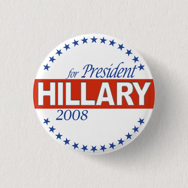 Bóton Redondo 2.54cm Botão de Hillary 2008 (Frente)