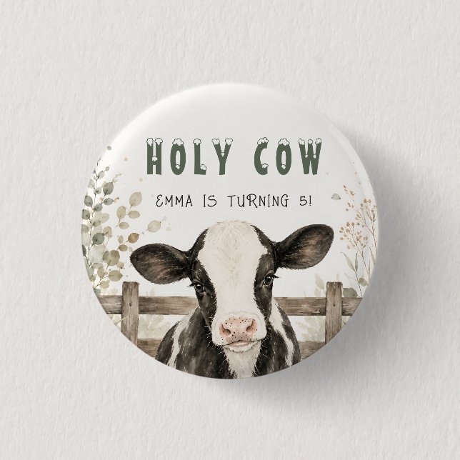 Bóton Redondo 2.54cm Botão de Holy Cow (Frente)