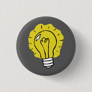 Bóton Redondo 2.54cm Botão de Ilustração Eureka Idea Lightbulb