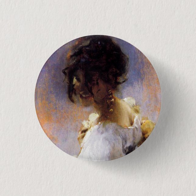 Bóton Redondo 2.54cm Botão de John Singer Sargent Rosina (Frente)