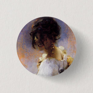 Bóton Redondo 2.54cm Botão de John Singer Sargent Rosina