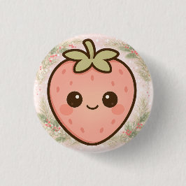 Bóton Redondo 2.54cm Botão de Morango Kawaii Fofo