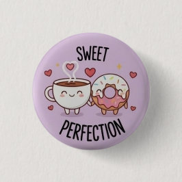 Bóton Redondo 2.54cm Botão de Perfeição Doce Café e Donut Kawaii