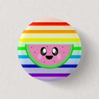 BÓTON REDONDO 2.54CM BOTÃO DE PIN COM LISTRAS DE ARROZ MELÃO KAWAII