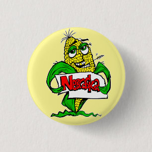 Bóton Redondo 2.54cm Botão de Pin de Milho de Cartoon no Nebraska Funny