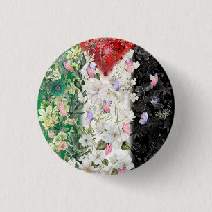 Bóton Redondo 2.54cm Botão de Pino do Mapa da Palestina Floral - Palest