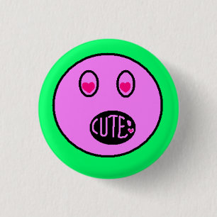 Bóton Redondo 2.54cm Botão de Pixel Art Pastel Emoji Olhos de Coração F