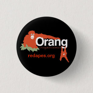 Bóton Redondo 2.54cm Botão de Sensibilização Orangutan