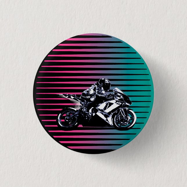 Bóton Redondo 2.54cm Botão de Vaporwave Moto (Frente)