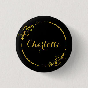 Bóton Redondo 2.54cm Botão Decorativo de Nome Personalizado em Moldura 