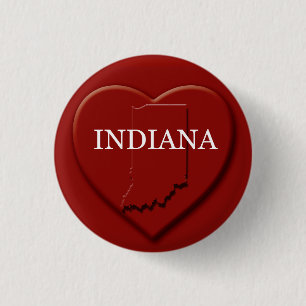 Bóton Redondo 2.54cm Botão Design do Mapa do Coração de Indiana
