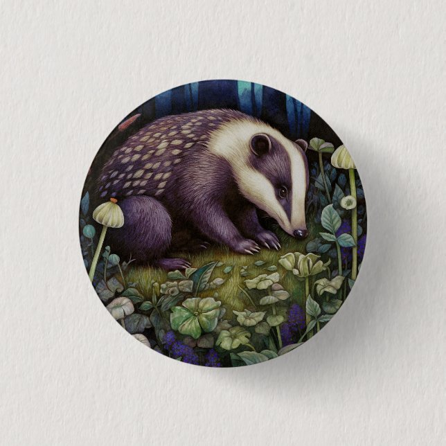 Bóton Redondo 2.54cm Botão do Badger Meia-Noite (Frente)