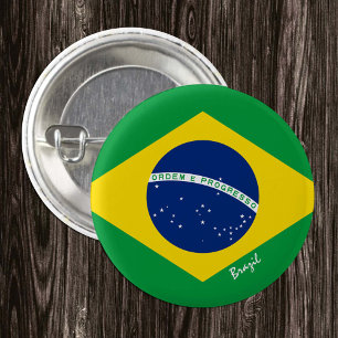 Bóton Redondo 2.54cm Botão do Brasil, moda patriótica de bandeira brasi