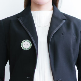 Bóton Redondo 2.54cm Botão do nome de etiqueta Eucalyptus greenery