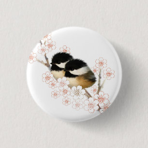 Bóton Redondo 2.54cm Botão do pássaro do Chickadee