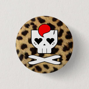 BÓTON REDONDO 2.54CM BOTÃO DO PIN DO IMPRESSÃO DA CHITA DO CRÂNIO DE