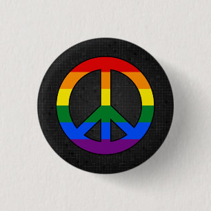 Bóton Redondo 2.54cm Botão do preto do sinal de paz da bandeira de LGB